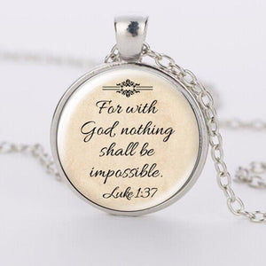 SUTEYI Newest Design Jesus Necklace 'Faith With God Nothing is Impossible' Words Pendant Quote Jewelry Glass Christian Necklaces